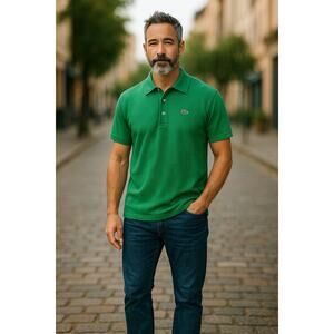 LACOSTE Men’s Preppy Mesh Green Polo 2XL Golf